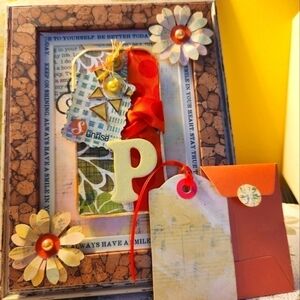 Handcrafted 3D Initials (Letter "P")Framed Design w/ Gift Card-Wall hang/stand